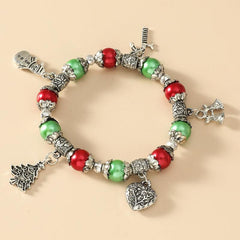 Christmas Tree Beaded Bracelet Snowman Bell Jewelry
