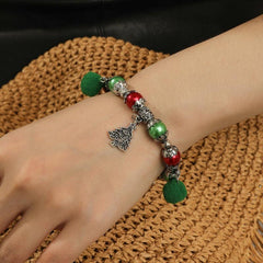 Christmas Tree Beaded Bracelet Snowman Bell Jewelry