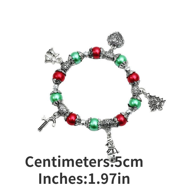 Christmas Tree Beaded Bracelet Snowman Bell Jewelry