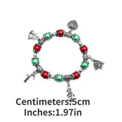 Christmas Tree Beaded Bracelet Snowman Bell Jewelry