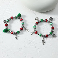 Christmas Tree Beaded Bracelet Snowman Bell Jewelry