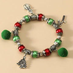 Christmas Tree Beaded Bracelet Snowman Bell Jewelry