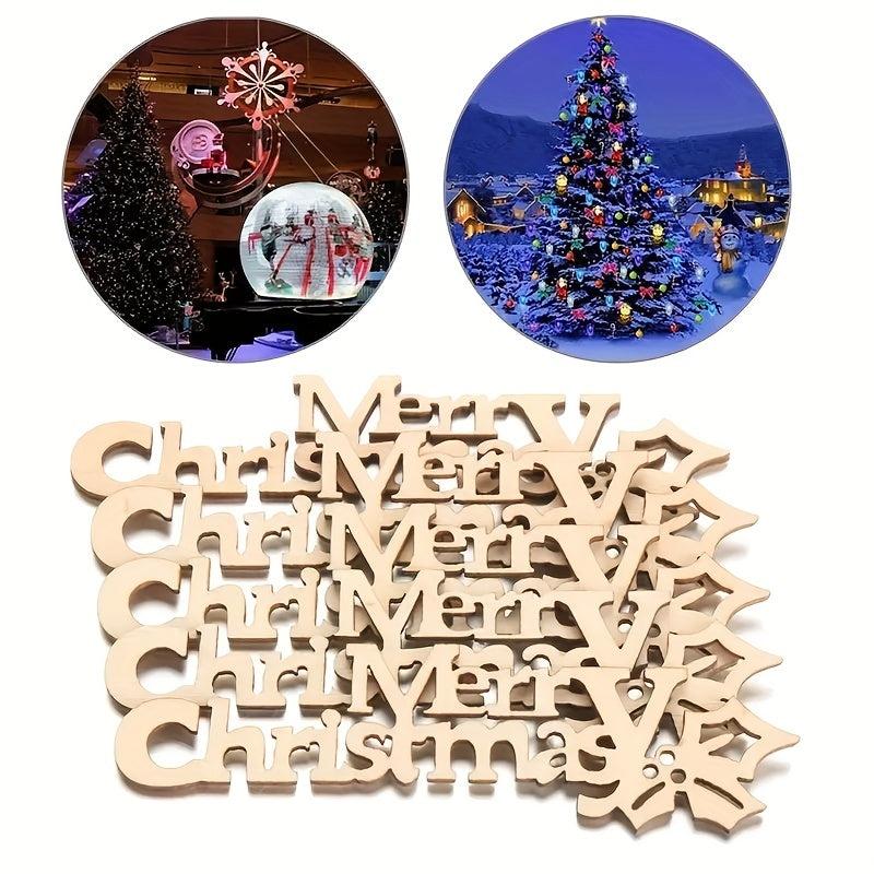 10pcs Unfinished Wooden Letter Pieces for DIY Scrapbooks Christmas Crafts