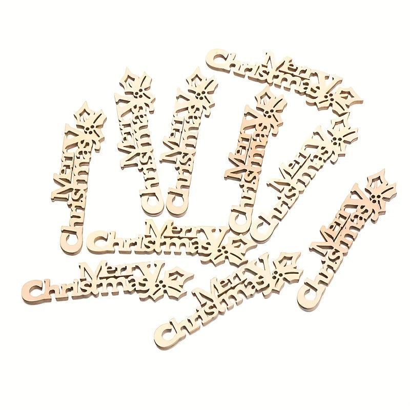 10pcs Unfinished Wooden Letter Pieces for DIY Scrapbooks Christmas Crafts