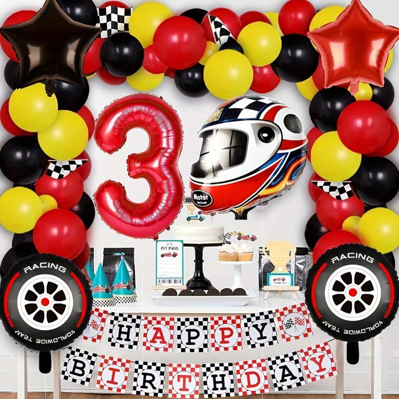 5pcs Racing Theme Helmet Tire Foil Balloon Boys Birthday Party Decoration
