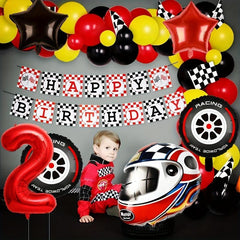 5pcs Racing Theme Helmet Tire Foil Balloon Boys Birthday Party Decoration