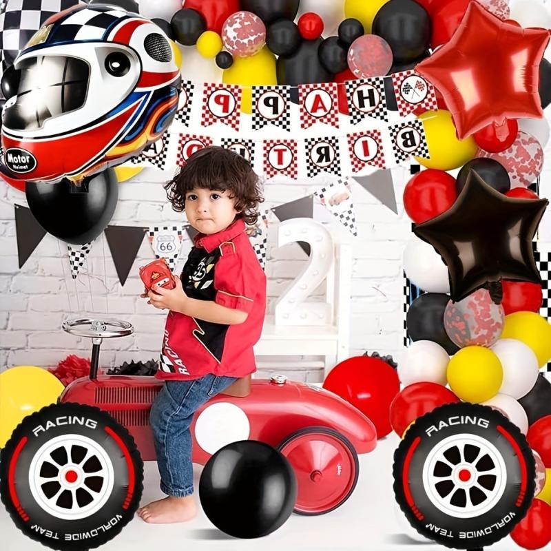 5pcs Racing Theme Helmet Tire Foil Balloon Boys Birthday Party Decoration