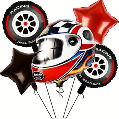 5pcs Racing Theme Helmet Tire Foil Balloon Boys Birthday Party Decoration