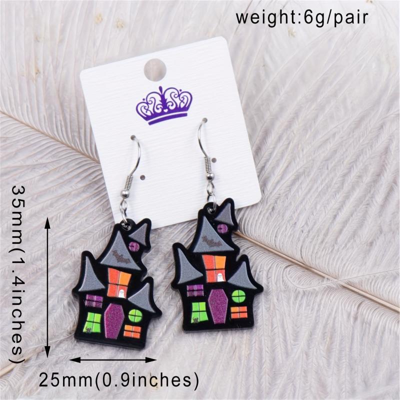Acrylic Candy Glitter Earrings Haunted House Rainbow Earrings Hooks