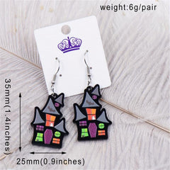 Acrylic Candy Glitter Earrings Haunted House Rainbow Earrings Hooks