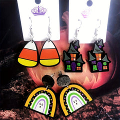 Acrylic Candy Glitter Earrings Haunted House Rainbow Earrings Hooks
