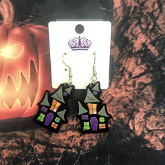 Acrylic Candy Glitter Earrings Haunted House Rainbow Earrings Hooks