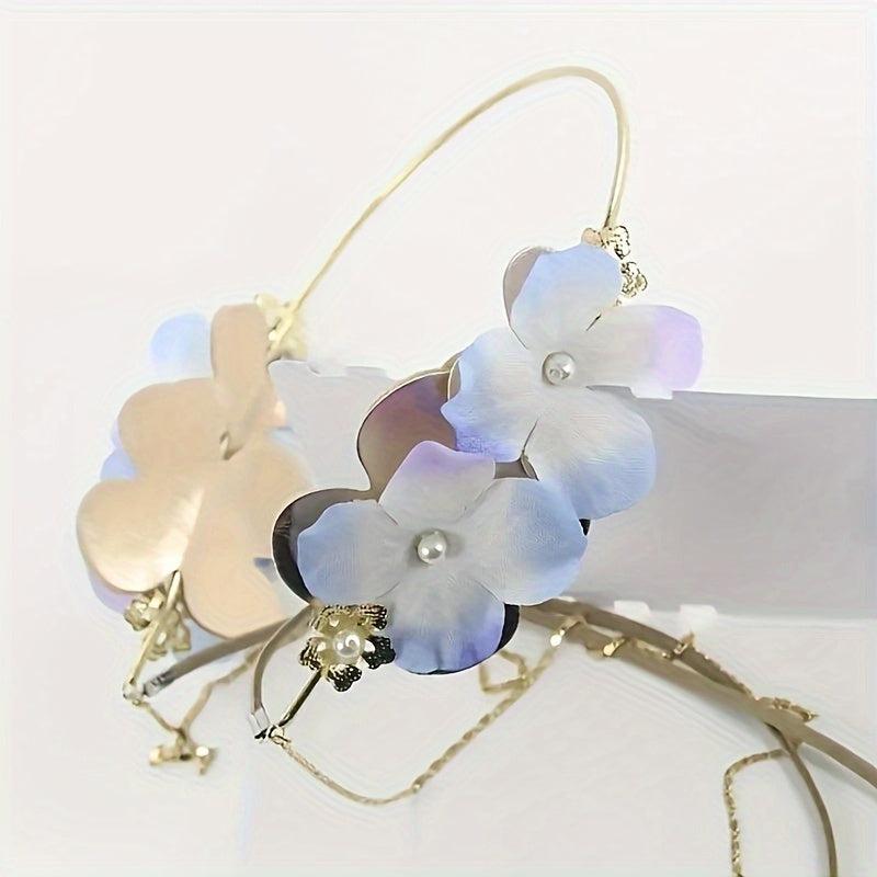 Girls Pearl Flower Headband Metal Band Party Princess Cosplay Costume
