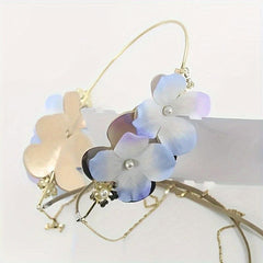 Girls Pearl Flower Headband Metal Band Party Princess Cosplay Costume