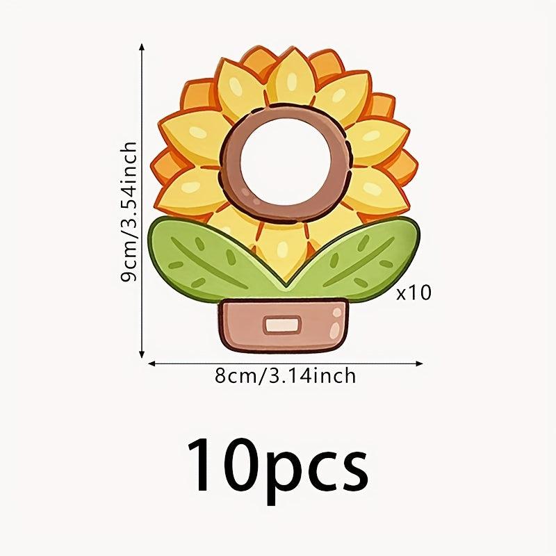 10pcs Sunflower Lollipop Decorative Paper Card, Candy Decoration
