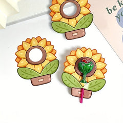10pcs Sunflower Lollipop Decorative Paper Card, Candy Decoration
