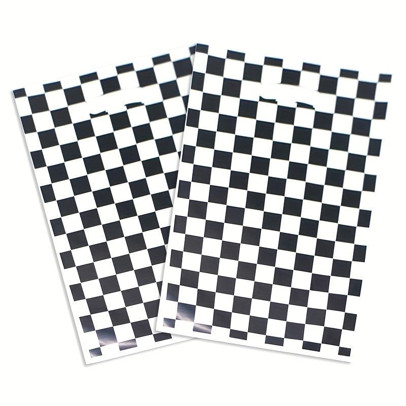 10pcs Racing Car Theme Party Favors Bags With Handles And Plaid Treat Candy Bags