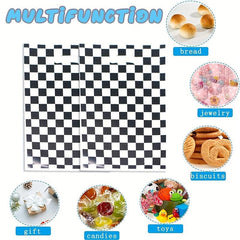 10pcs Racing Car Theme Party Favors Bags With Handles And Plaid Treat Candy Bags