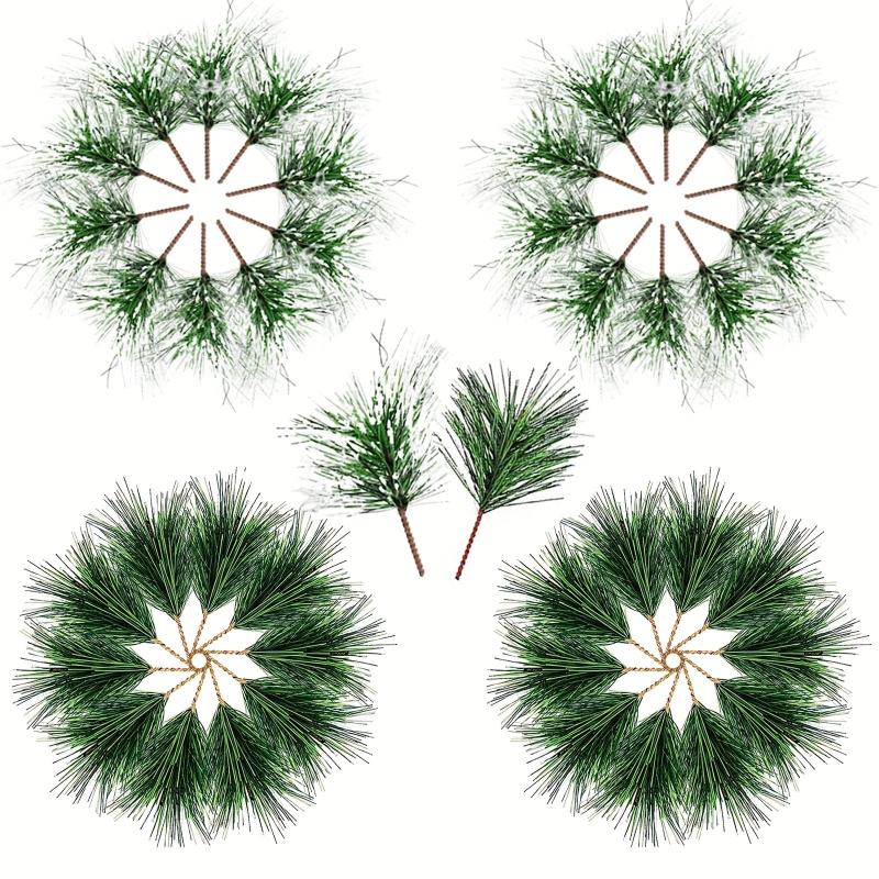 12pcs Artificial Snow Frosted Pine Needles Branches 9 91 Cm