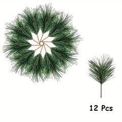 12pcs Artificial Snow Frosted Pine Needles Branches 9 91 Cm