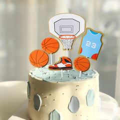 6 PCS Basketball Cake Toppers for Birthday Party Decorations