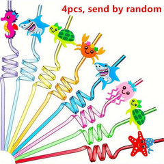 4pcs Under The Sea Drinking Straws for Mermaid Party