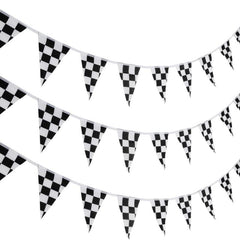 38pcs Checkered Flag Pennant Banner Racing Theme Party Decoration