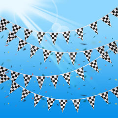 38pcs Checkered Flag Pennant Banner Racing Theme Party Decoration