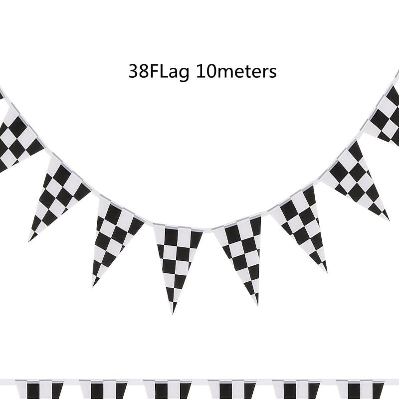 38pcs Checkered Flag Pennant Banner Racing Theme Party Decoration