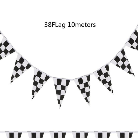 38pcs Checkered Flag Pennant Banner Racing Theme Party Decoration