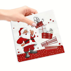 20pcs Christmas Party Napkins Santa Claus Gift Napkins