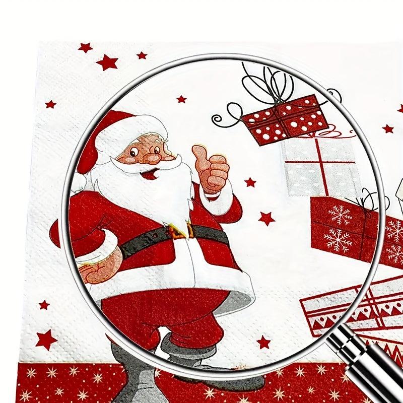 20pcs Christmas Party Napkins Santa Claus Gift Napkins