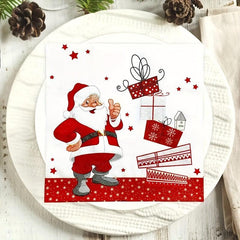 20pcs Christmas Party Napkins Santa Claus Gift Napkins