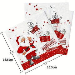 20pcs Christmas Party Napkins Santa Claus Gift Napkins