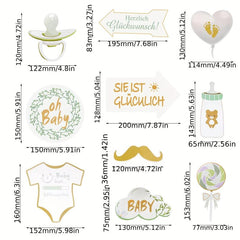 Glitter Baby Shower Banner & Photobooth Prop Set u2013 13pc