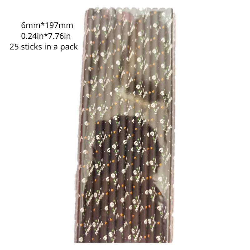 Halloween Paper Straws Eco-Friendly Degradable Disposable Thin Straws