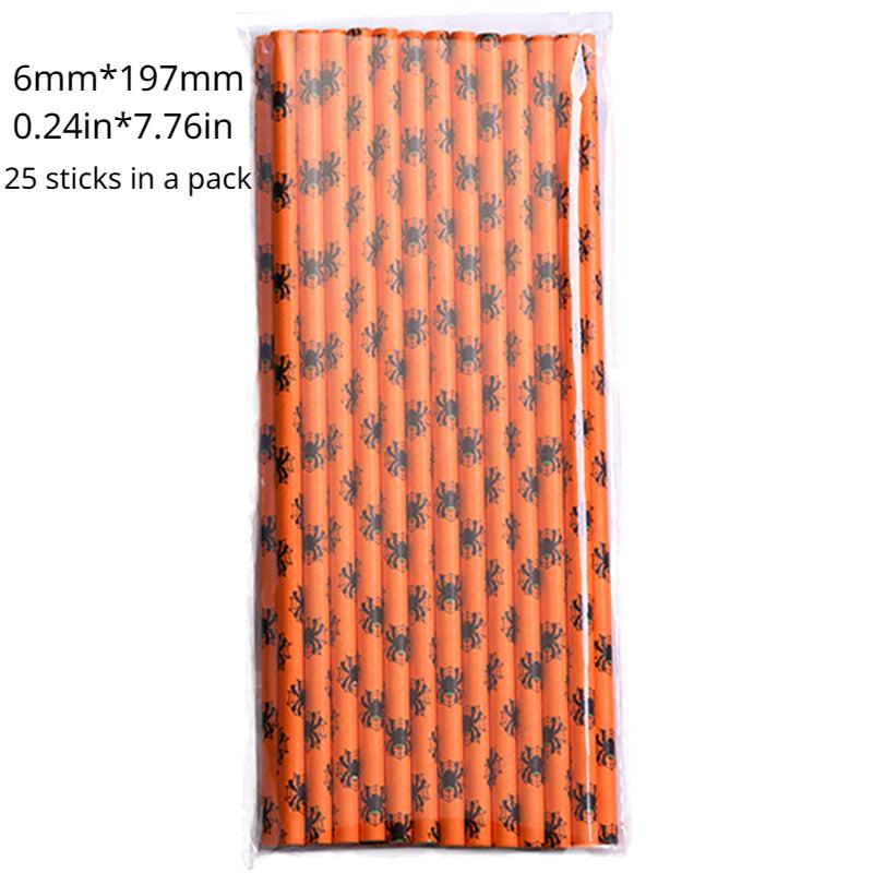 Halloween Paper Straws Eco-Friendly Degradable Disposable Thin Straws