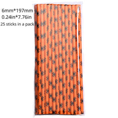 Halloween Paper Straws Eco-Friendly Degradable Disposable Thin Straws