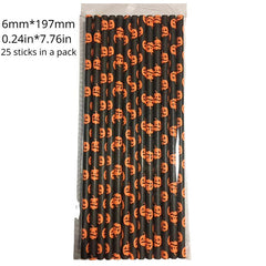 Halloween Paper Straws Eco-Friendly Degradable Disposable Thin Straws