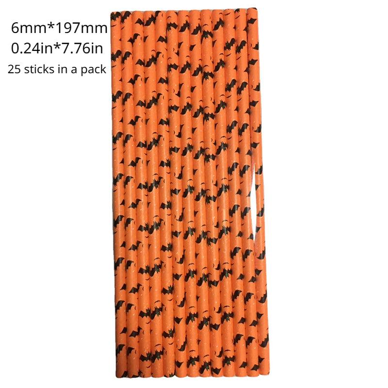 Halloween Paper Straws Eco-Friendly Degradable Disposable Thin Straws