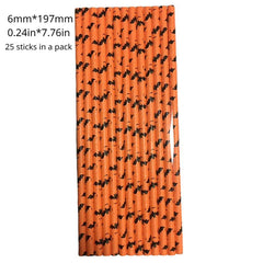Halloween Paper Straws Eco-Friendly Degradable Disposable Thin Straws