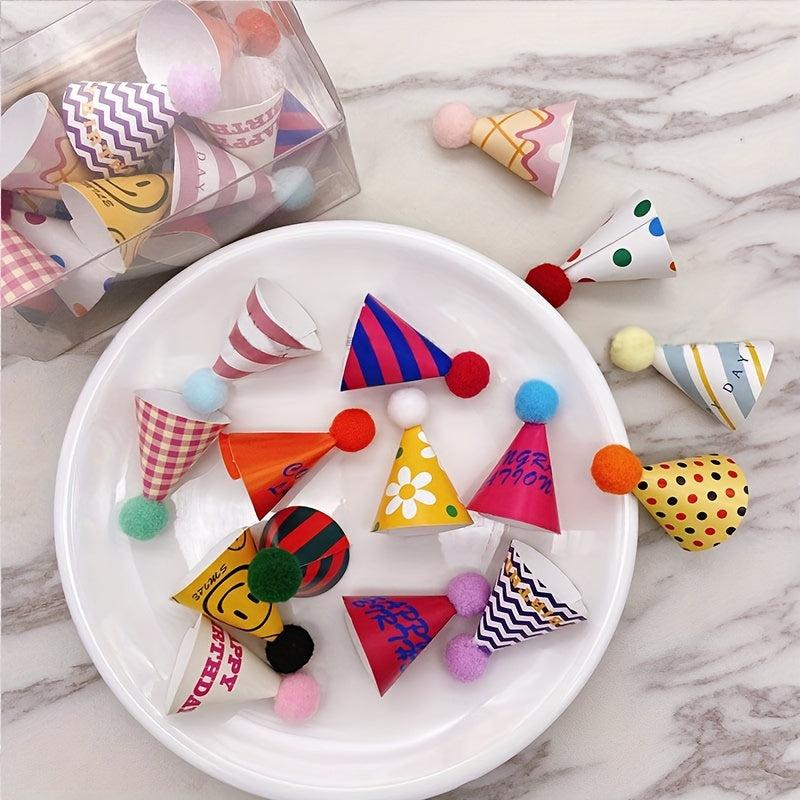 15pcs Mini Birthday Hat Cake Decorations Cartoon Inserts For Birthday