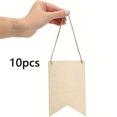 10pcs Unfinished Wooden Signs For DIY Crafts 15 X 9 6 Cm