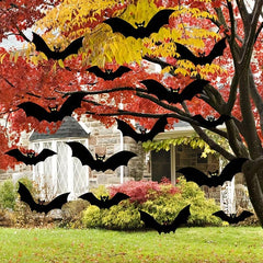 18pcs Hanging Bats Halloween Decor Large Flying Plastic Bats Outdoor