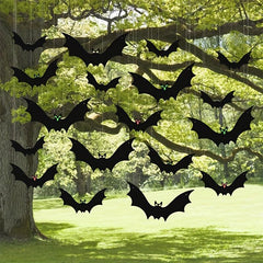 18pcs Hanging Bats Halloween Decor Large Flying Plastic Bats Outdoor