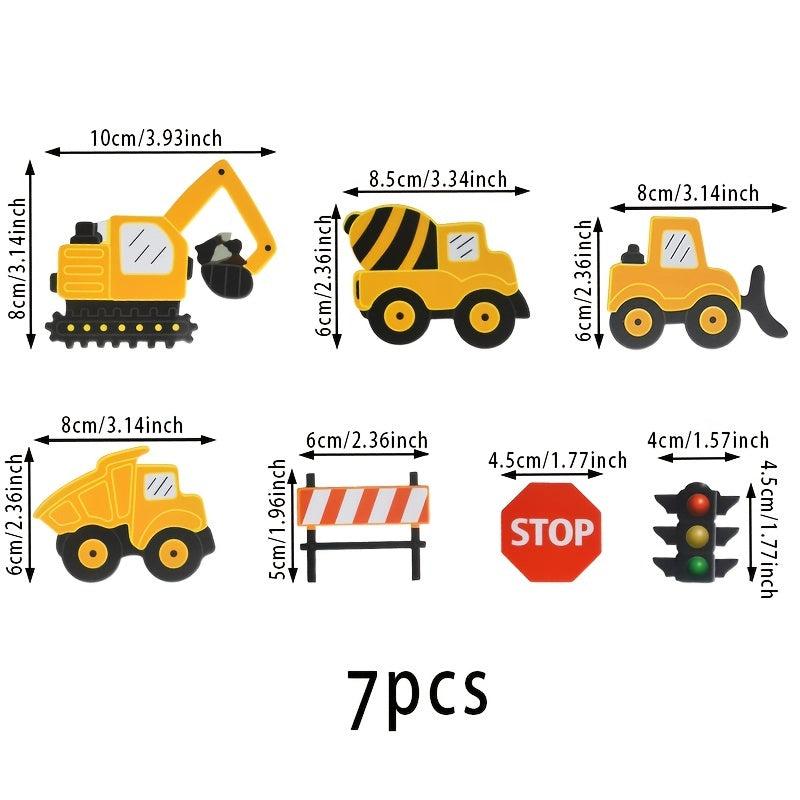 7pcs Construction Theme Car Cake Decorations for Baby Shower