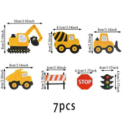 7pcs Construction Theme Car Cake Decorations for Baby Shower