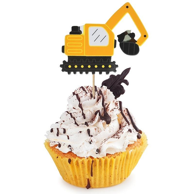 7pcs Construction Theme Car Cake Decorations for Baby Shower