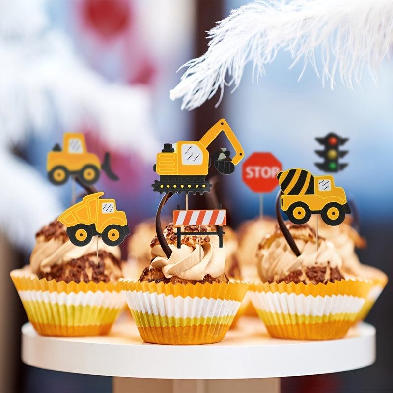7pcs Construction Theme Car Cake Decorations for Baby Shower