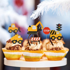 7pcs Construction Theme Car Cake Decorations for Baby Shower